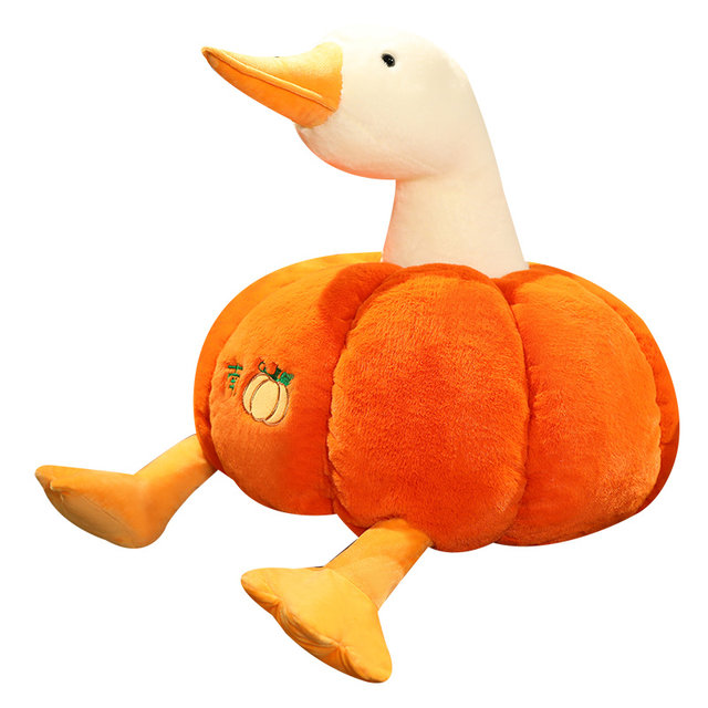 Big White Goose Pillow Doll, Creative and Quirky Pumpkin Duck Plush Toy, Cuddly Sleeping Doll, Birthday Gift for Women