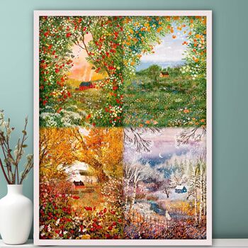 Four Seasons Series 1000-Piece Wooden Puzzle 500-Piece Adult Version High-Quality Forest Cabin Toy