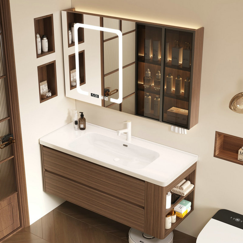 Medieval-Style Stainless Steel Bathroom Cabinet with Integrated Ceramic Basin, Side Storage, Bathroom Cabinet, Washbasin Cabinet Combination Medieval-Style Stainless Steel Bathroom Cabinet with Integrated Ceramic Basin, Side Storage, Bathroom Cabinet, Washbasin Cabinet Combination