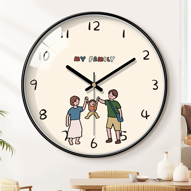 Creative Hanging Clock Living Room Free to punch Children's room Bedroom mute Home Online Watch Cartoon Hanging Watch on the Red Wall-Taobao
