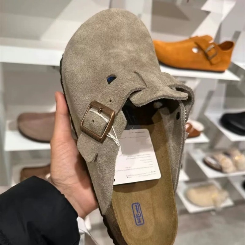 BK Slippers Women's Baotou Fishing Burken Shoes Burken Half Slippers Genuine Leather Cork Japanese Thick Sole Half Slippers Unisex