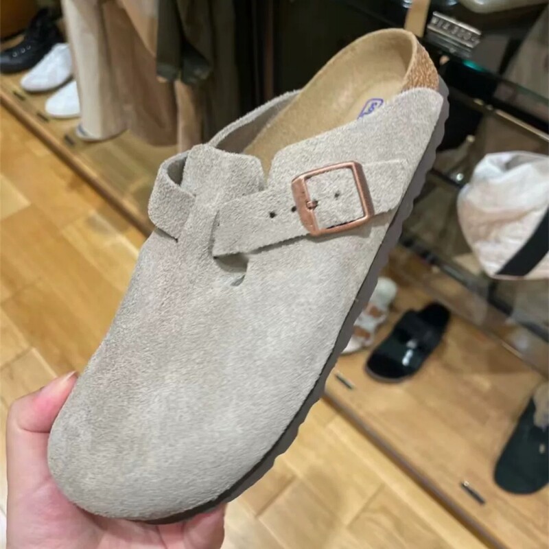 BK Slippers Women's Baotou Fishing Burken Shoes Burken Half Slippers Genuine Leather Cork Japanese Thick Sole Half Slippers Unisex