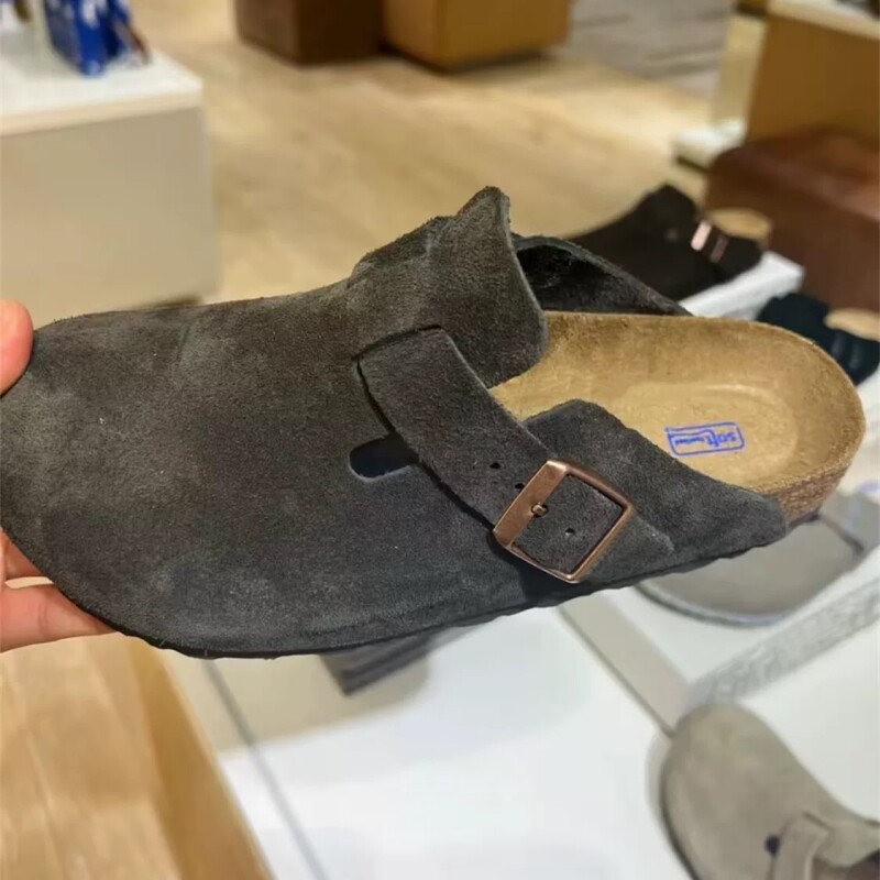 BK Slippers Women's Baotou Fishing Burken Shoes Burken Half Slippers Genuine Leather Cork Japanese Thick Sole Half Slippers Unisex