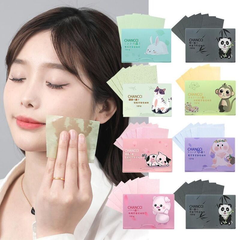 100Pcs New Face Oil Blotting Paper Portable Face Wipes Oil Absorbing Paper