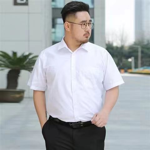 Extra Large Short-Sleeved Shirt for Men, Business Formal Wear, Plus Size, Oversized White Shirt, Solid Color, Thin Style, Loose Fit for Big and Tall Men Extra Large Short-Sleeved Shirt for Men, Business Formal Wear, Plus Size, Oversized White Shirt, Solid Color, Thin Style, Loose Fit for Big and Tall Men