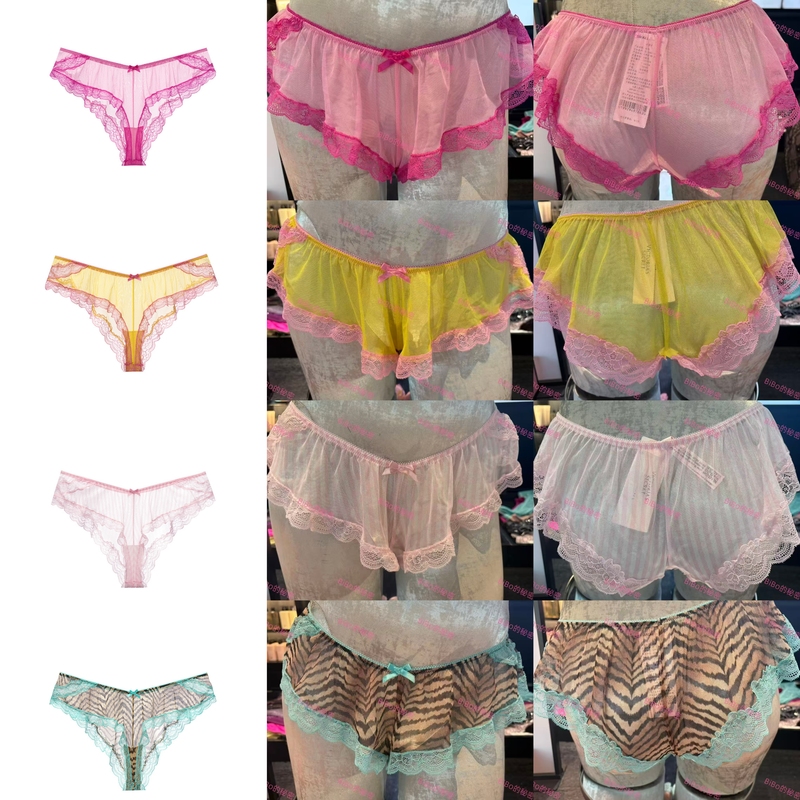 Victoria's Secret Domestic Store Genuine Purchase New Color-Blocked Lace Mesh Low-Rise Panties Victoria's Secret Domestic Store Genuine Purchase New Color-Blocked Lace Mesh Low-Rise Panties