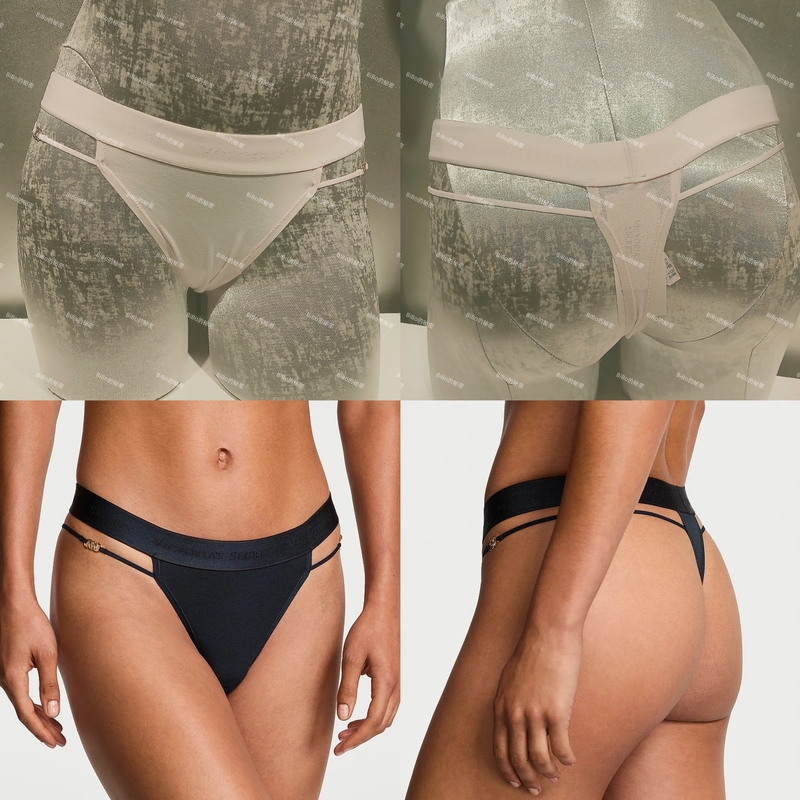 Victoria's Secret Domestic Store Genuine Product, New Comfortable Cotton Mid-Waist Logo Thin Strap Thong Victoria's Secret Domestic Store Genuine Product, New Comfortable Cotton Mid-Waist Logo Thin Strap Thong