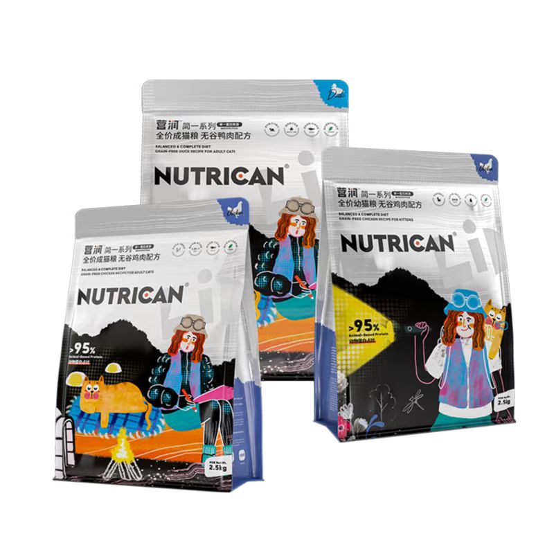 Nutrican营润简一无谷鸭鸡肉营养增肥美毛发腮成猫幼猫干粮2.5kg
