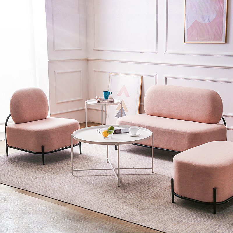 Nordic light and luxurious small family suede sofa Single double sofa nets red pins Ins wind living room clothing shop sofas