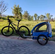 Childrens trailer bicycle trailer two-seat trolley stroller parent-child bicycle rear trailer riding baby stroller