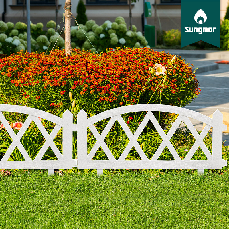 sungmor gardening fence 4 slices of clothing garden patio enclosure arched retro white outdoor vegetable garden small fence-Taobao