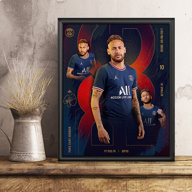 World Cup Neymar Signature Photo Memorabilia Football Perimeter Poster Photo Frame Pendulum decorative painting Painted Hands-Taobao