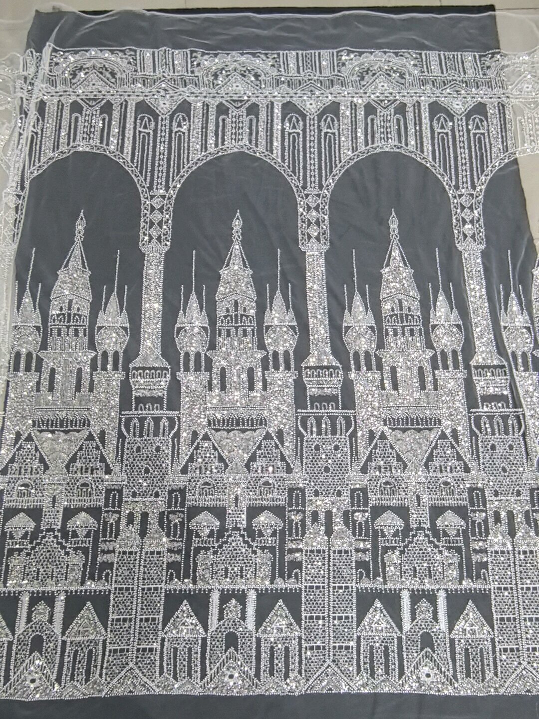 Кружевная кайма 橘子diy白亮片刺绣立体城堡蕾丝面料布料装饰画玄关画背景布窗帘