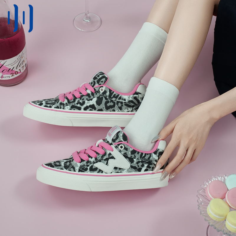 Official Pink and White Leopard Print Campus Style Retro Casual Height-Increasing Student Unisex National Trend Skateboard Shoes Official Pink and White Leopard Print Campus Style Retro Casual Height-Increasing Student Unisex National Trend Skateboard Shoes
