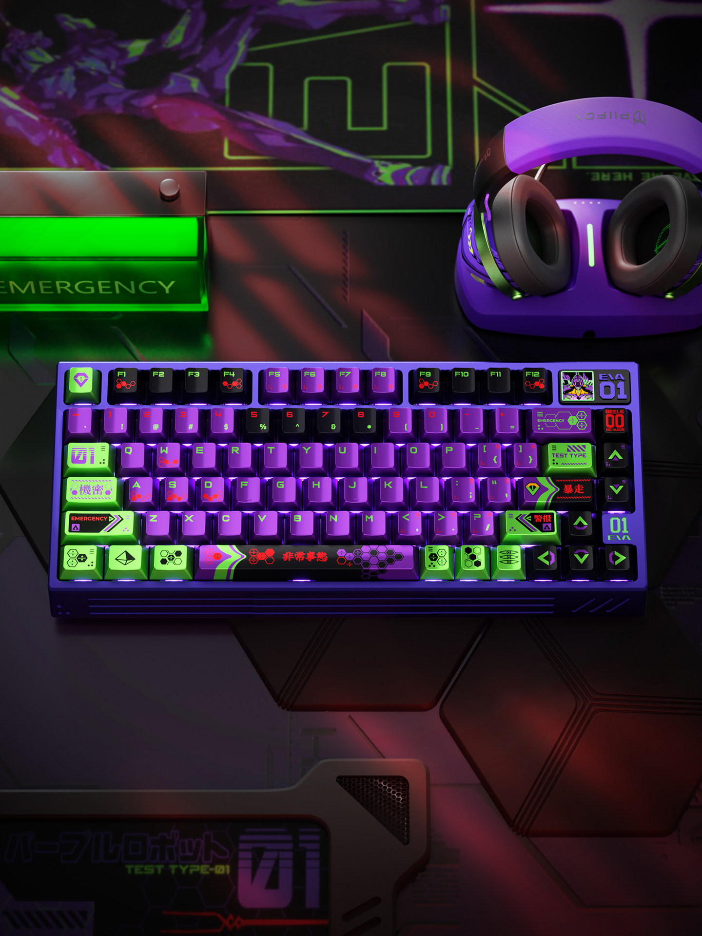 PIIFOX Unit-01 keycap set Cherry profile side view