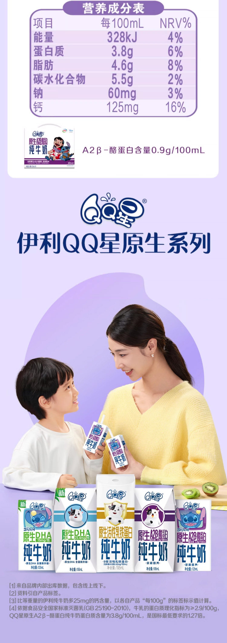 安享好物 安享B级纯奶-伊利QQ星 A2β纯牛奶 国标