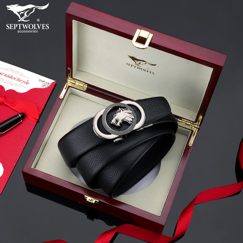 Septwolves men's belt leather high-end brand 2022 new trendy youth high-end trend belt