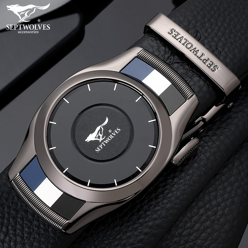 Seven Wolves Strap Male Tide 2022 New Young Leather Pure Bull Leather Men automatic buckle belts upscale