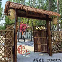 Anticorrosive wooden gatehouse garden door head outdoor solid wood arch customized villa country courtyard courtyard solid wood gatehouse