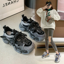 Gray daddy shoes in retro - style style 2022 new autumn and winter small foot foot small high gray