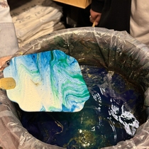 Bleached lacquer large lacquer fan handmade diy material package rice paper fan bookmark cashew paint pigment painting intangible cultural heritage national lacquer tie-dye