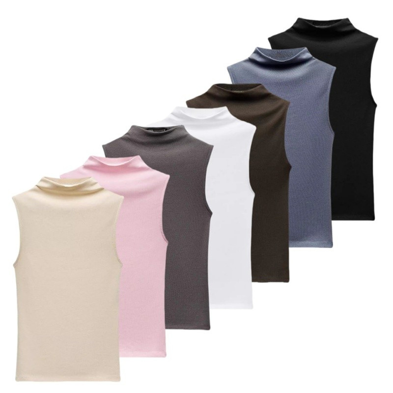 2025 Spring/Summer New Women's Clothing Multi-Color Cotton and Modal Blend Solid Color Slim Fit Tank Top 3641842