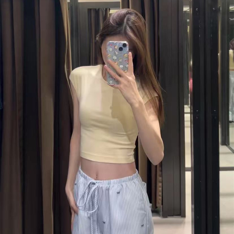 2025 Short T-Shirt 3641309 Spring/Summer New Style Hot Girl Midriff-Baring Versatile Short Pure Cotton T-Shirt for Women 3641312
