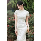 Элитное ципао, китайский стиль, 2024 года, яркий броский стиль, средней длины