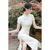 Элитное ципао, китайский стиль, 2024 года, яркий броский стиль, средней длины