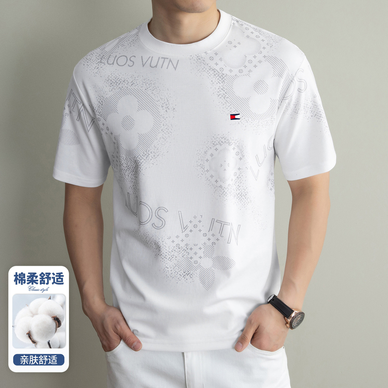 American Tommy Short-Sleeved T-Shirt for Men, Summer Thin Style, Fashionable Casual Loose Top, Embroidered Printed T-Shirt, Round Neck American Tommy Short-Sleeved T-Shirt for Men, Summer Thin Style, Fashionable Casual Loose Top, Embroidered Printed T-Shirt, Round Neck