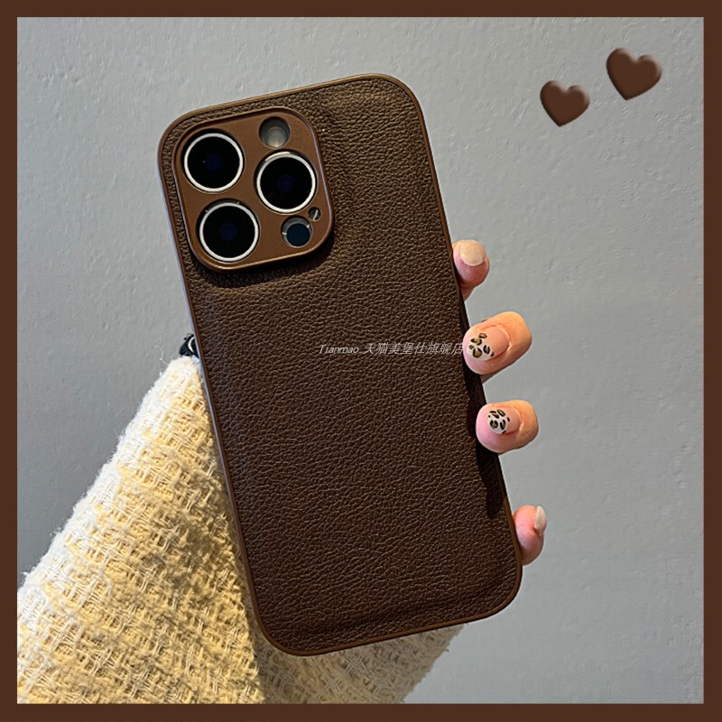 Meibao Simple Lychee Texture Mocha Brown Leather Phone Case for Apple 16 Pro Max iPhone 15 /14 Pro Precision Hole 13 Personalized 12 Retro 11 Fashion 8P/7P Shockproof 17 Skin-Like Feel Meibao Simple Lychee Texture Mocha Brown Leather Phone Case for Apple 16 Pro Max iPhone 15 /14 Pro Precision Hole 13 Personalized 12 Retro 11 Fashion 8P/7P Shockproof 17 Skin-Like Feel