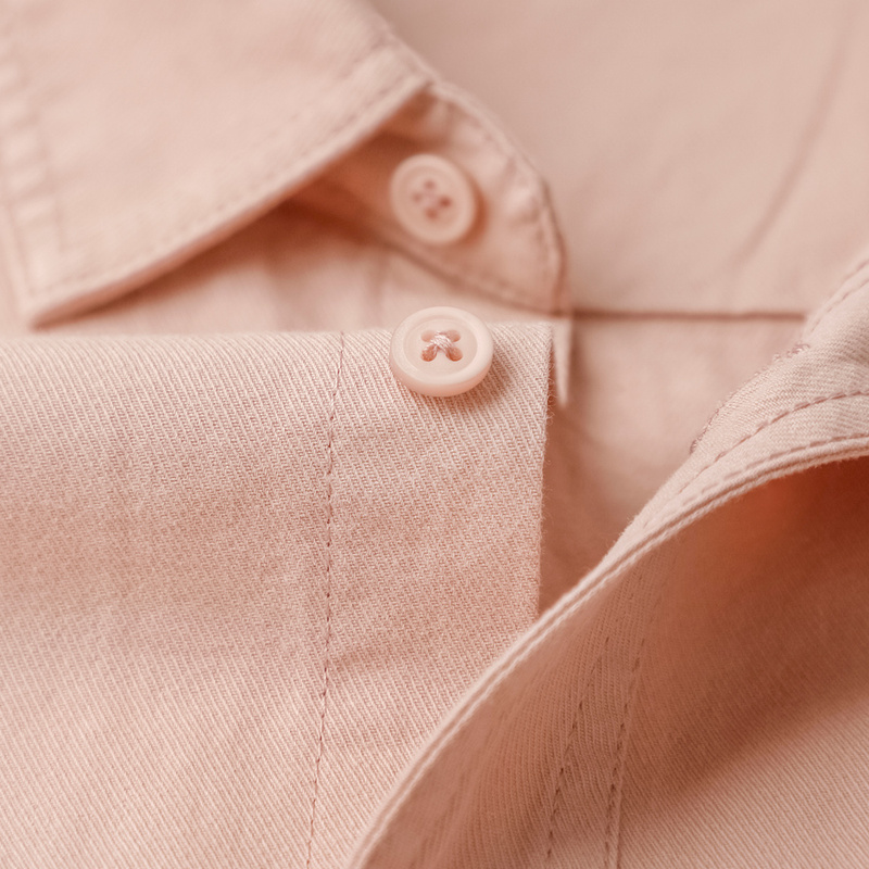 Dry Rose Pink ~ Skin Pink Pure Cotton Long-Sleeved Shirt, Feminine, Complexion-Enhancing, Flesh Pink Lapel Jacket, Top for Autumn