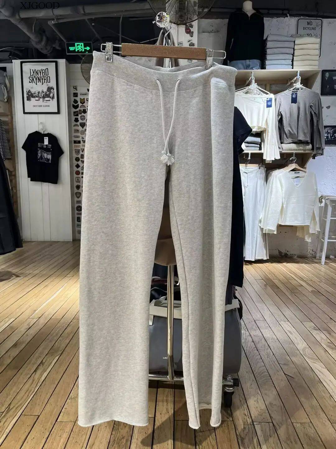 Drawstring Raw Edge Straight Pants with Rough Edges - Product image 8