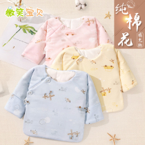 Newborn half-back baby autumn and winter pure cotton newborn 2 thickened 3 months 4 padded 5 baby quilted jacket top winter