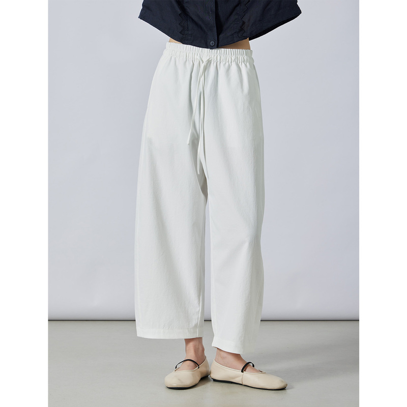 Experience the Comfort of Wearing Nothing! Made with Japanese Toray Fabric, Wrinkle-Resistant, Quick-Drying, Elastic Waist, Loose Straight-Leg Cropped Casual Pants