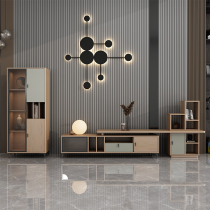 Acacia rain ash wood telescopic TV cabinet modern simple solid wood floor cabinet Nordic audition cabinet high cabinet combination