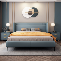 Simple modern light luxury leather bed 1 8 M master bedroom double bed minimalist style Italian wedding bed high Box storage bed