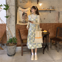 Jiang Xiaohe ~ big code Fat MM spring method Romantic Flowers Temperament Tulip Vest dress with dress ~