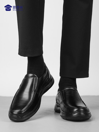 Shushujia Men's Casual Leather Shoes 2025 New Business Formal Genuine Leather British Style Middle-Aged Dad Casual Men's Shoes