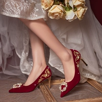 Бордовый, с вышивкой, 8 см