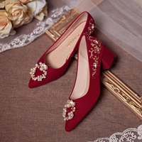 Бордовый, с вышивкой, 4 см