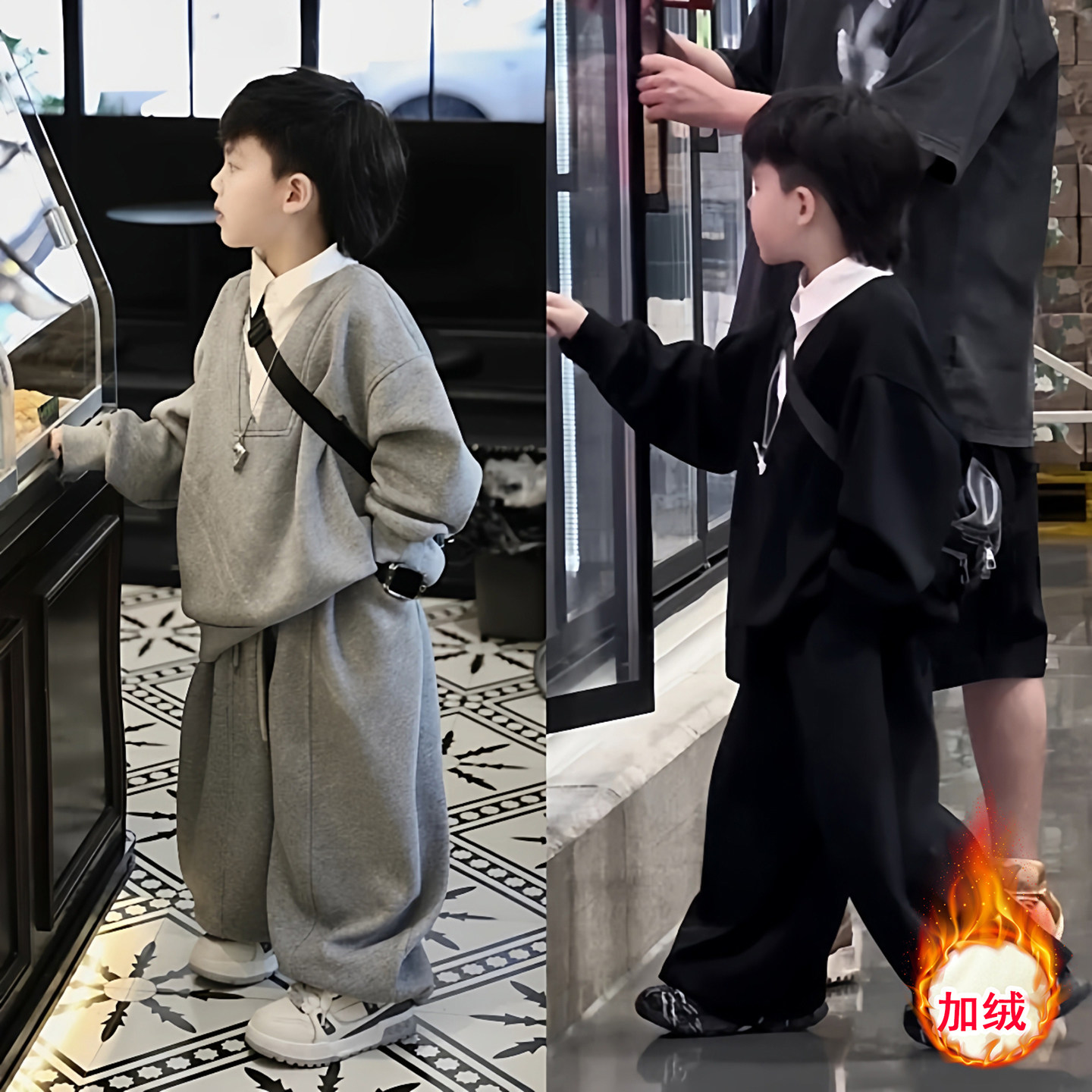 Бархатный костюм для мальчиков плюс размер, осень-зима 2025, новая красивая и модная детская одежда для мальчиков в корейском стиле в стиле колледжа, красивая одежда для маленьких мальчиков