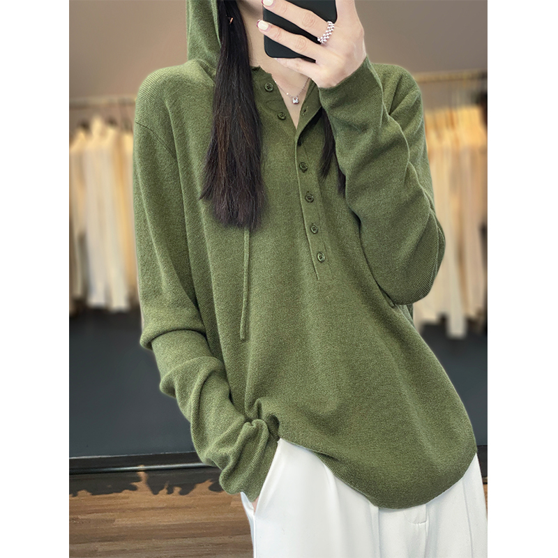 2023 Spring New Women's Faux Knit Cashmere Hoodie Thin Soft Pullover Hooded Sweatshirt Wool