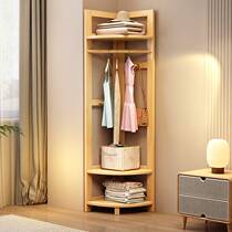 Storage corner coat rack for hanging clothes simple turning bedroom clothes rack floor-standing household solid wood shelf corner clothes rack
