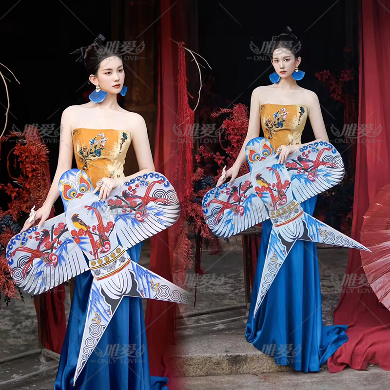 Morning Photo Dress New Chinoiserie Dressing Gown Female Bride Engagement Dress Classy Accessible Luxury Niche Banquet Tube Top Dress Long