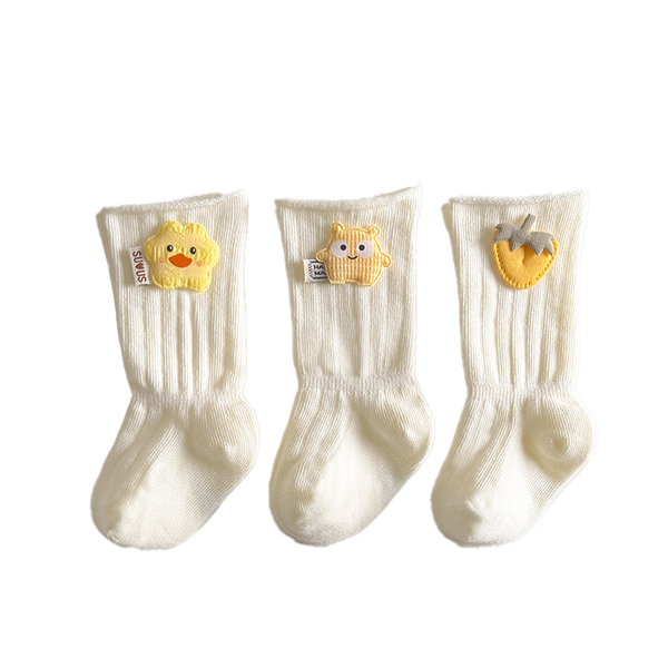 Newborn Baby Socks, Spring, Autumn, and Summer Cotton Socks That Don'T Constrict the Legs, 0-3 Months Baby Socks, White Seamless Mid-Length Socks — 5