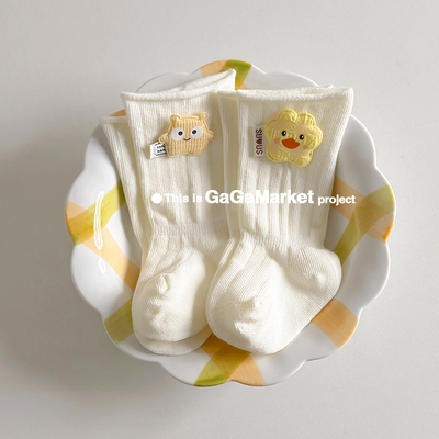 Newborn Baby Socks, Spring, Autumn, and Summer Cotton Socks That Don'T Constrict the Legs, 0-3 Months Baby Socks, White Seamless Mid-Length Socks — 2
