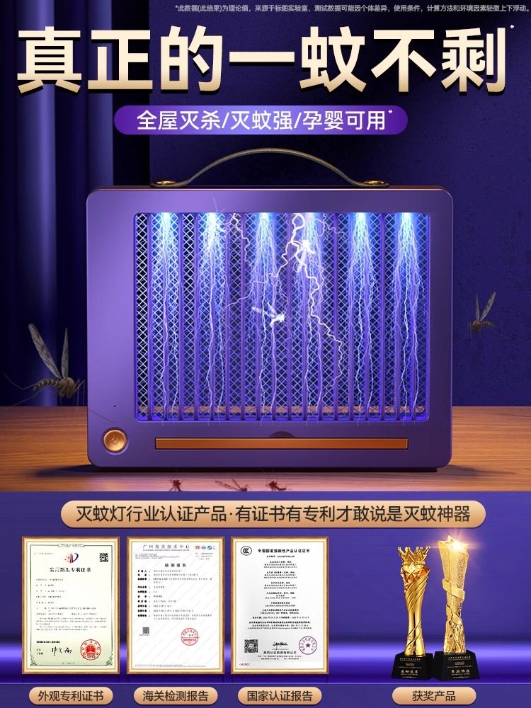 Mosquito Killer Lamp, Household Mosquito Repellent, Kitchen Wall-Mounted Indoor Mosquito Suction Lamp, Commercial Black Technology Electric Shock Outdoor Fly Killer Lamp