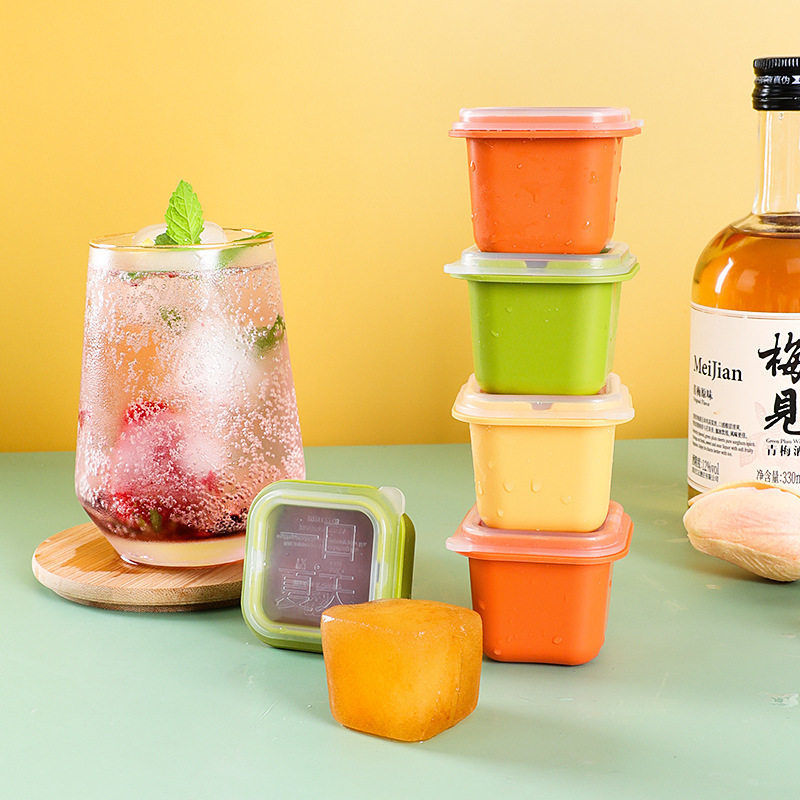 Household Summer Ice Cube Mold, Square Ice Tray, Quick-Freezing, Easy to Demold, with Lid, Ice Maker Storage Household Summer Ice Cube Mold, Square Ice Tray, Quick-Freezing, Easy to Demold, with Lid, Ice Maker Storage
