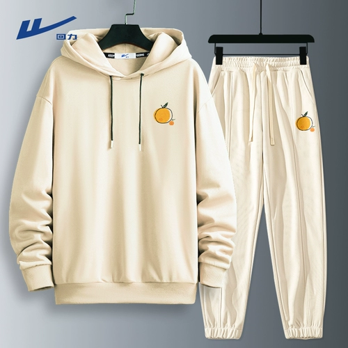 Warrior, модный спортивный костюм для влюбленных подходит для мужчин и женщин, абрикосовая толстовка с капюшоном, штаны, осенняя